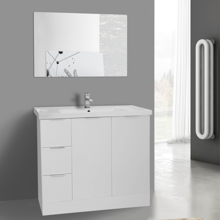 39 Inch Glossy White Floor Standing Bathroom Vanity Set Bathroom Vanity Arcom Wa92 39 Inch Glossy White Floor Standing Set