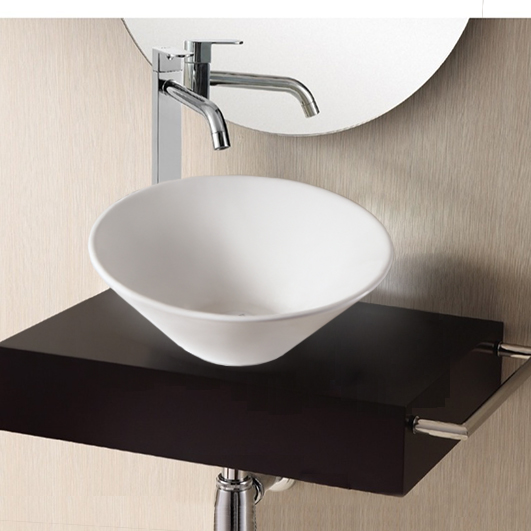 Caracalla CA4037-No Hole Round White Ceramic Vessel Bathroom Sink