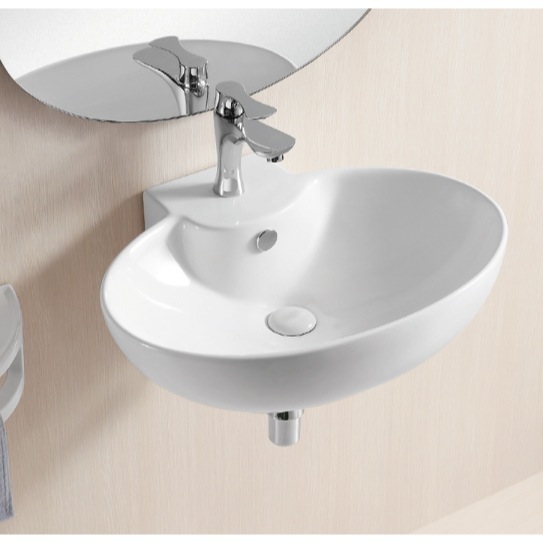 Caracalla Ca4105 By Nameek S Ceramica Ii Oval White Ceramic Wall Mounted Bathroom Sink Thebath - Bathroom Wall Sinks Caracalla Ca4105 By Nameek S Ceramica Ii Oval White Ceramic Wall Mounted Bathroom Sink Thebath - Bathroom Wall Sinks