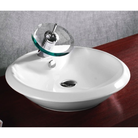 Caracalla CA4140-One Hole Round White Ceramic Vessel Bathroom Sink