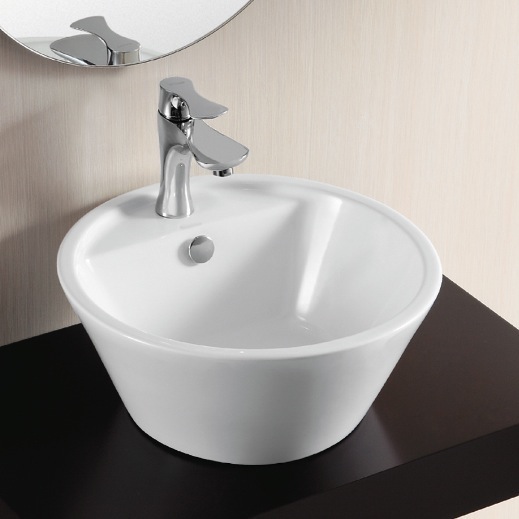 Bathroom Sink, Caracalla CA4141-One Hole, Round White Ceramic Vessel Bathroom Sink