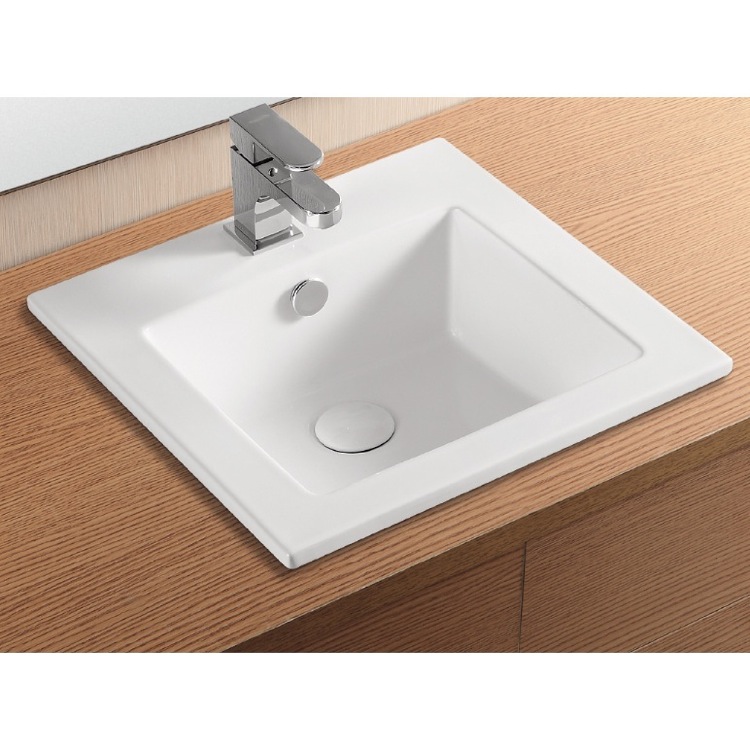 Caracalla Ca4583 By Nameek S Ceramica Ii Square White Ceramic Drop Bathroom Sink Caracalla Ca4583 Square White Ceramic Drop In