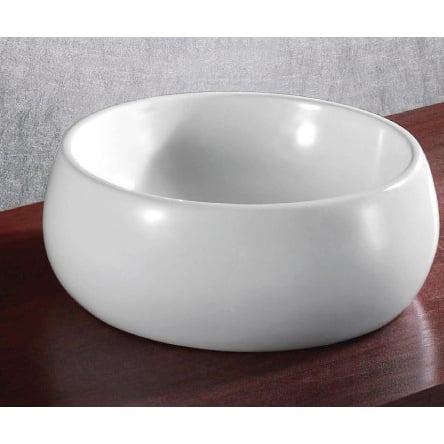 Caracalla CA4921-No Hole Circular White Ceramic Vessel Bathroom Sink