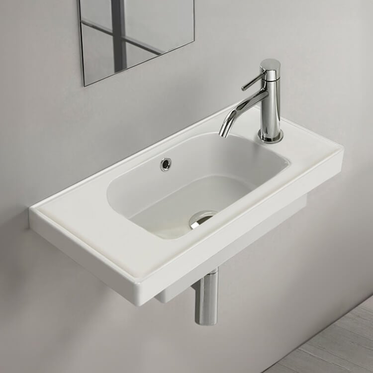 CeraStyle 001700-U-One Hole Rectangle White Ceramic Wall Mounted or Drop In Sink
