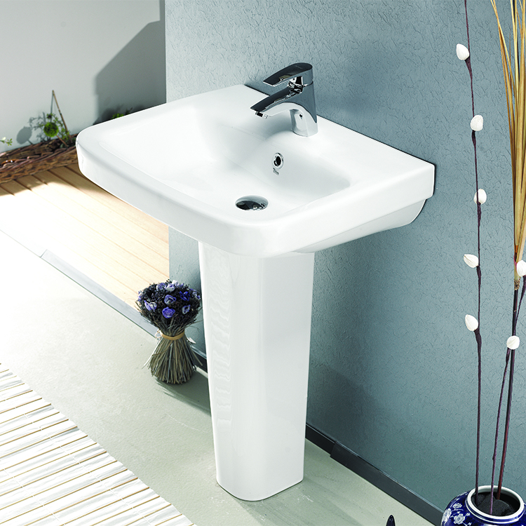 Rectangular White Ceramic Pedestal Sink