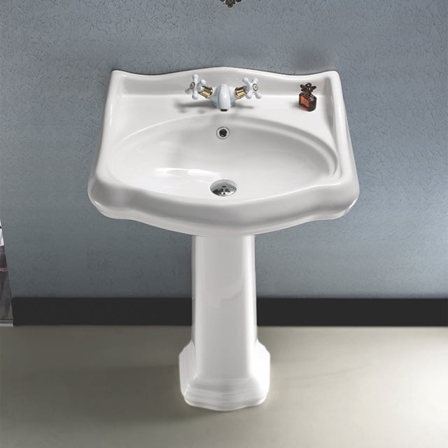 CeraStyle 030200-PED-One Hole Classic-Style White Ceramic Pedestal Sink