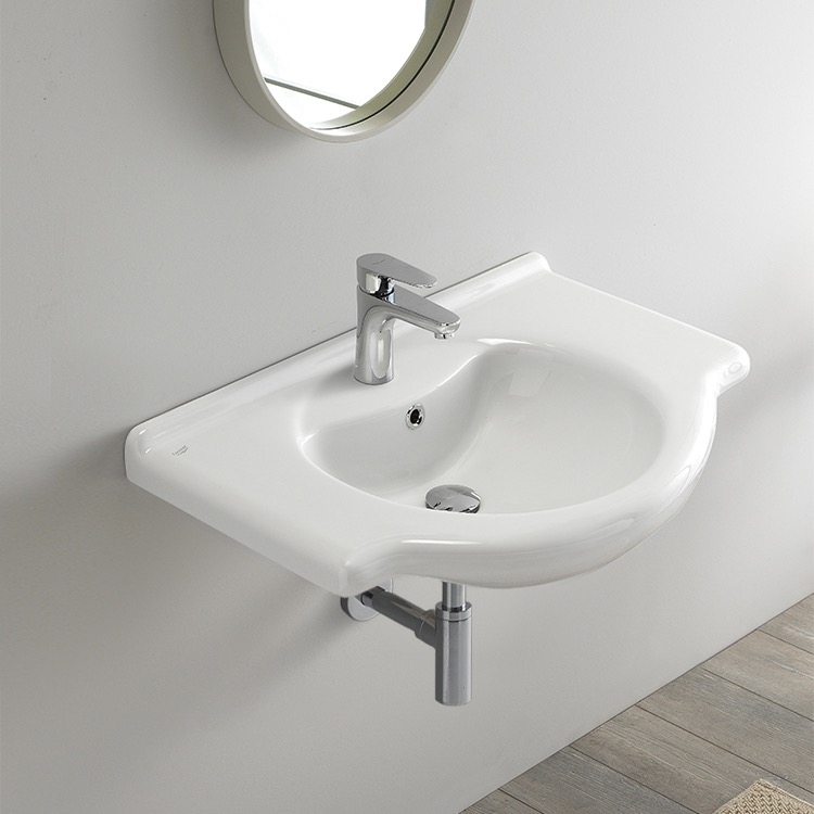 CeraStyle 066100-U-One Hole Rectangular White Ceramic Wall Mounted or Drop In Sink