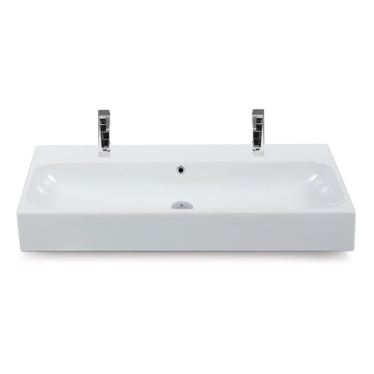 Trough Ceramic Wall Mounted Or Vessel Sink