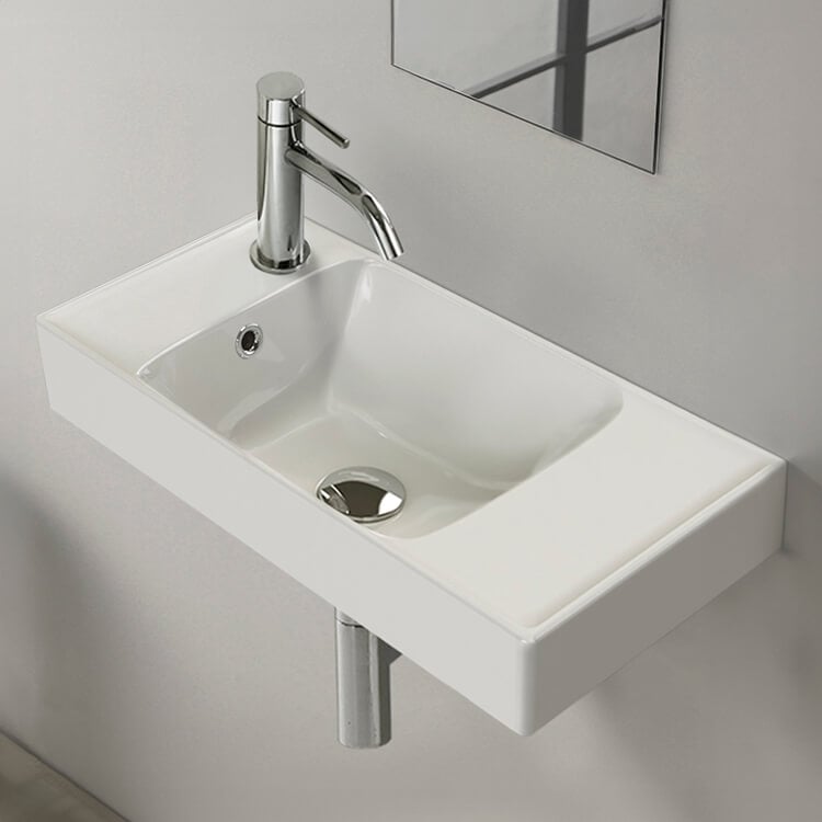 Bathroom Sink Small Bathrom Sink, Wall Mounted or Drop In, Ceramic CeraStyle 044500-U