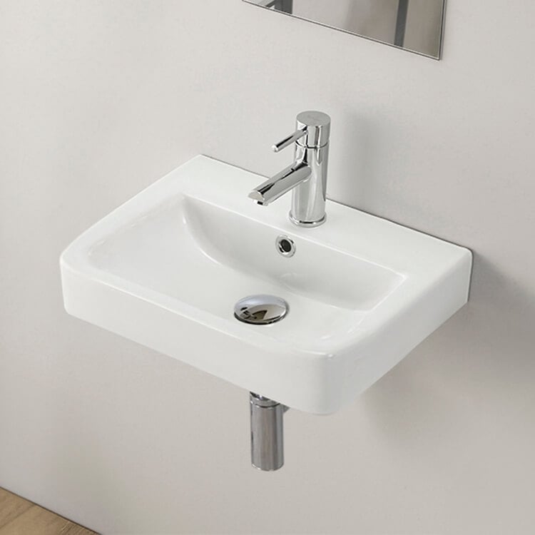 CeraStyle 035200-U-One Hole Small Bathroom Sink, Wall Mounted