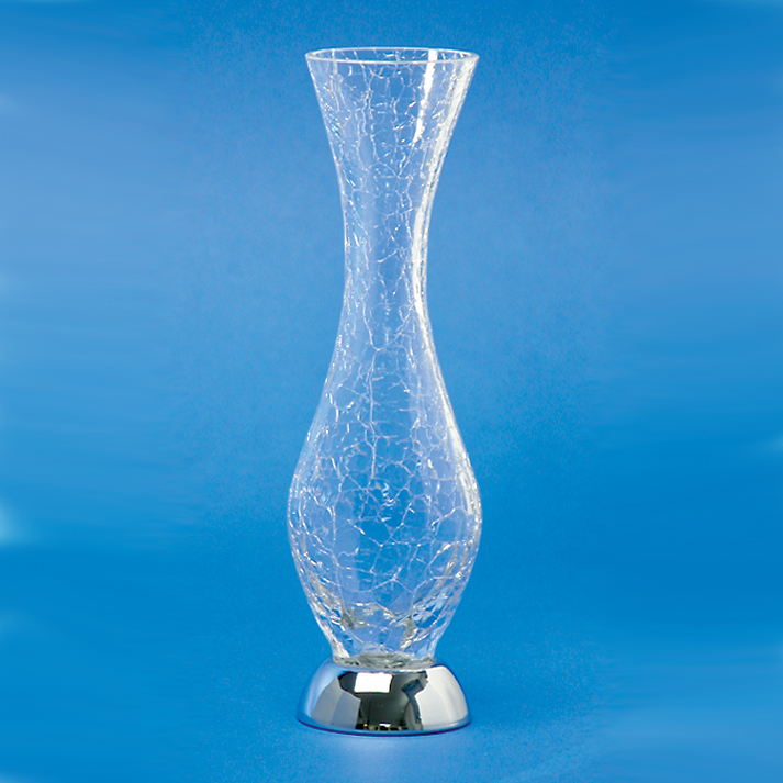 Windisch 61675D-CR Tall Crackled Crystal Glass Bathroom Vase