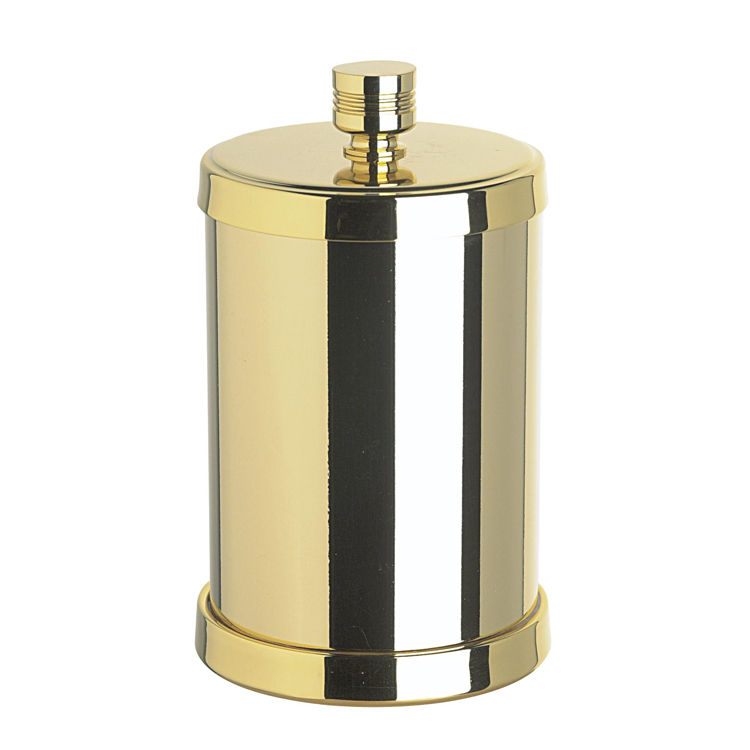 Bathroom Jar, Windisch 88402D-CR, Round Metal Cotton Balls Jar Made in Brass
