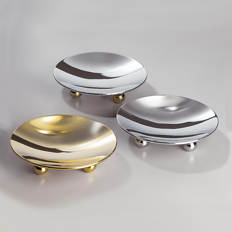 Windisch 93106D-CRO Round Contemporary Chrome And Gold Finish Countertop Soap Dish