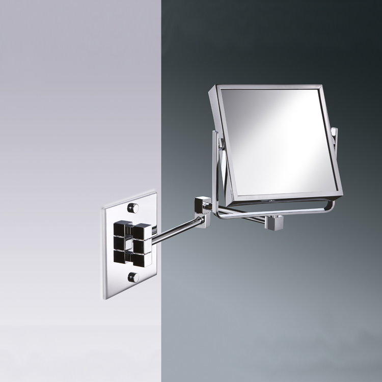 Windisch 99345-CR-3x Square Wall Mounted Brass Double Face 3x or 5x Magnifying Mirror