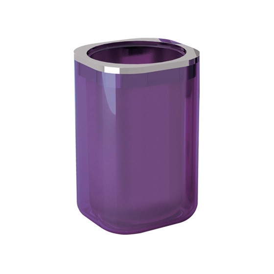 Gedy 1498-32 Lilac and Chrome Stylish Round Toothbrush Holder