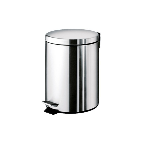 Gedy 2609-13 Round Polished Chrome Waste Bin With Pedal