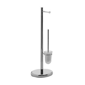 mDesign Steel Free Standing Toilet Paper Holder Stand and Dispenser - Chrome