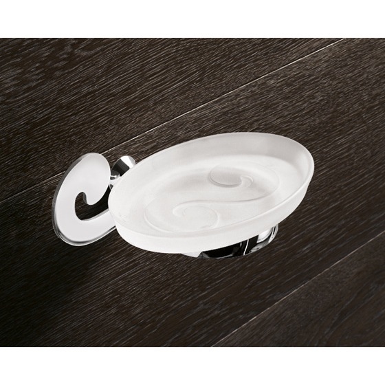Soap Dish, Gedy 3311-13, Wall Mounted Frosted Glass Soap Holder With Chrome Mounting