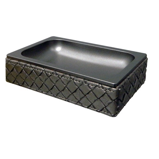 Gedy 6711-77 Old Silver Finish Faux Leather Soap Dish
