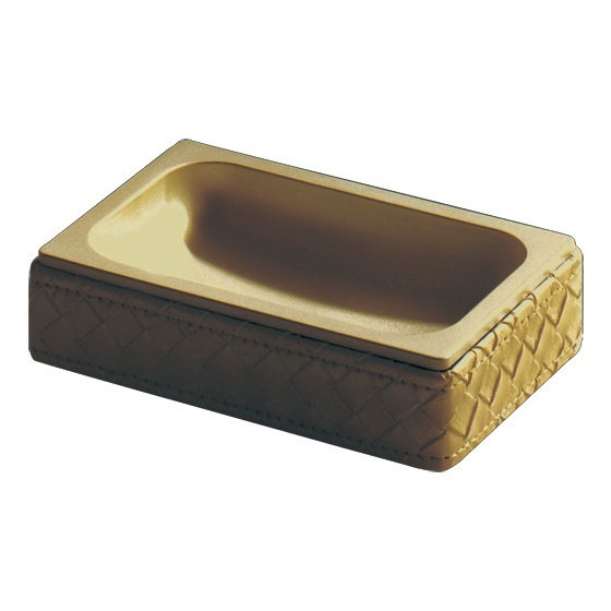 Gedy 6711-87 Gold Finish Faux Leather Soap Dish