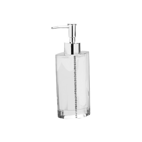 Soap Dispenser, Gedy 7481-02, White Countertop Soap Dispenser with Crystals