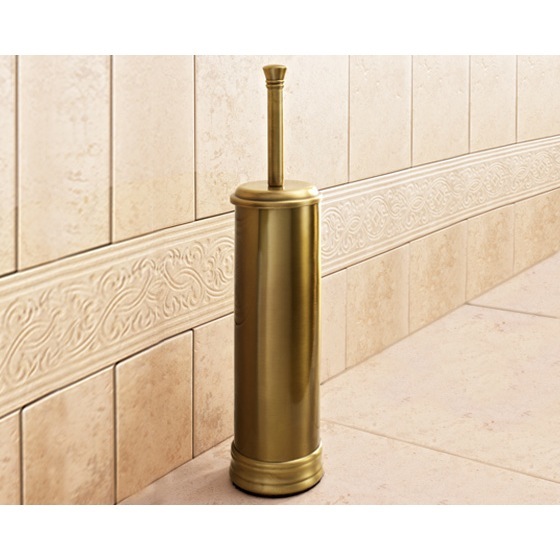 Gedy 7533-44 Toilet Brush Holder, Round, Polished Bronze