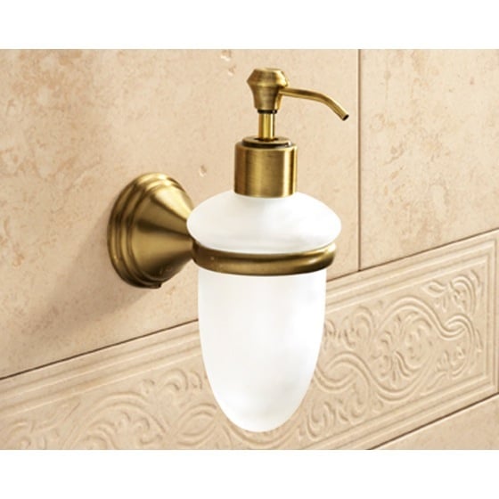 Soap Dispenser, Gedy 7581-44, Wall Mounted Frosted Glass Soap Dispenser With Bronze Mounting