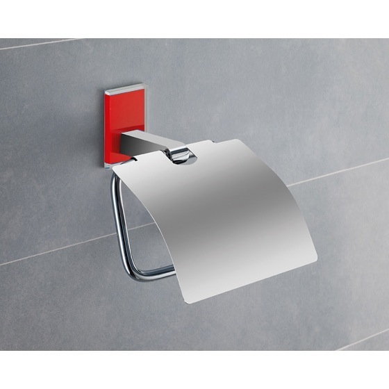Gedy 7825 06 By Nameek S Maine Chromed Br Covered Toilet Roll Chromed Br Covered Toilet Roll Holder With Red Mounting