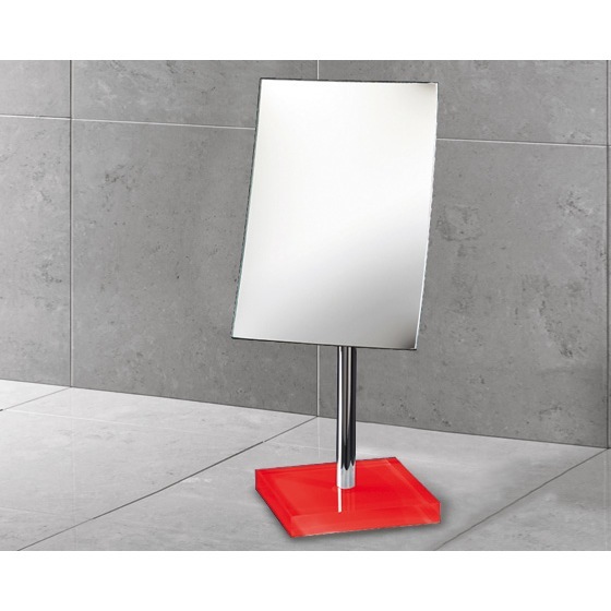 Gedy RA2018-06 Square Magnifying Mirror with Red Base