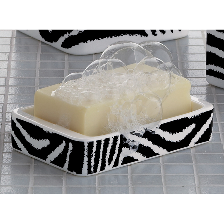 Soap Dish, Gedy 1311, Rectangle White Black Soap Holder
