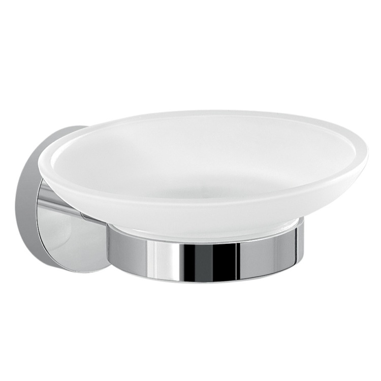 Soap Dish, Gedy 2311-13, Frosted Glass Soap Dish With Wall Mount