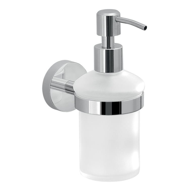 Gedy 2381-13 Frosted Glass Soap Dispenser With Wall Mount