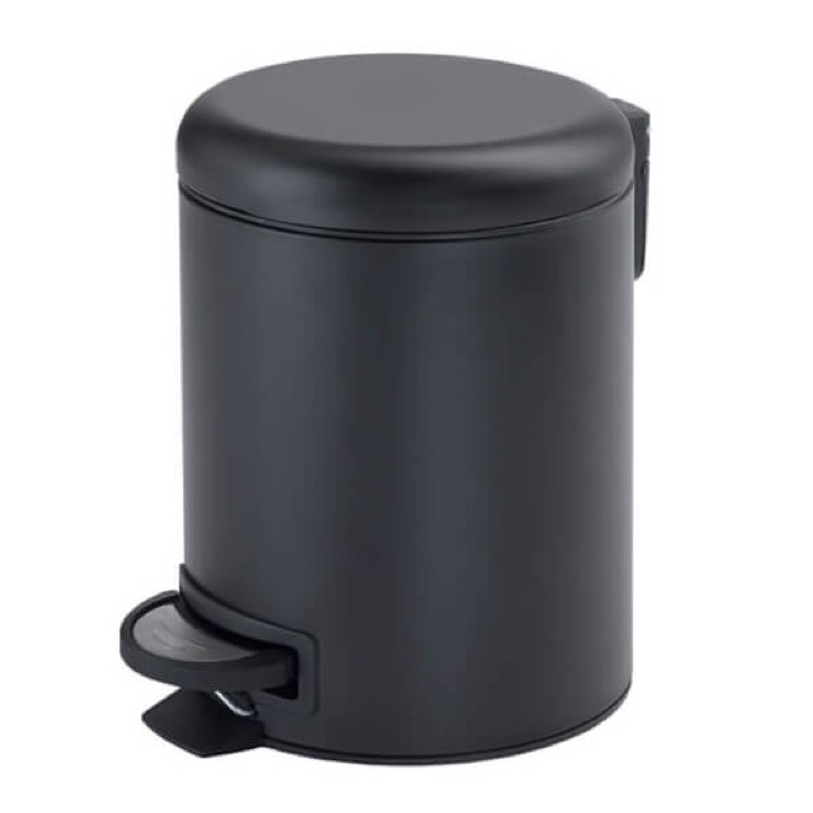 Gedy 3209-14 Matte Black Floor Standing Stainless Steel Waste Basket