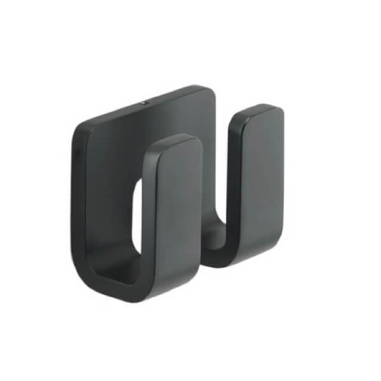 Gedy 3228-14 Double Robe Hook, Modern Matte Black