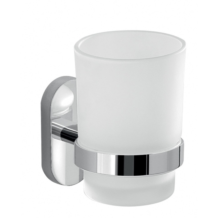 Toothbrush Holder, Gedy 5310-13, Glass Toothbrush Holder With Chrome Mounting
