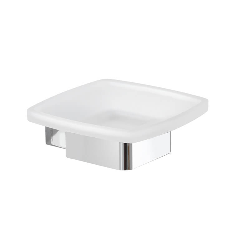 Gedy 5411-13 Wall Mounted Frosted Glass Soap Dish With Chrome Base