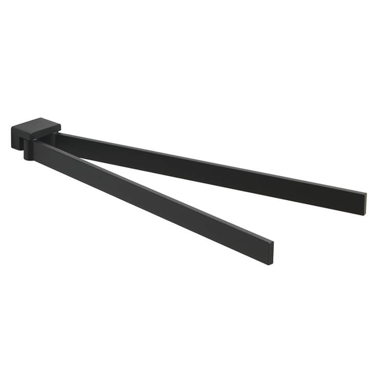 Gedy 5423-M4 Double Swivel Towel Bar, 15 Inch, Square, Matte Black