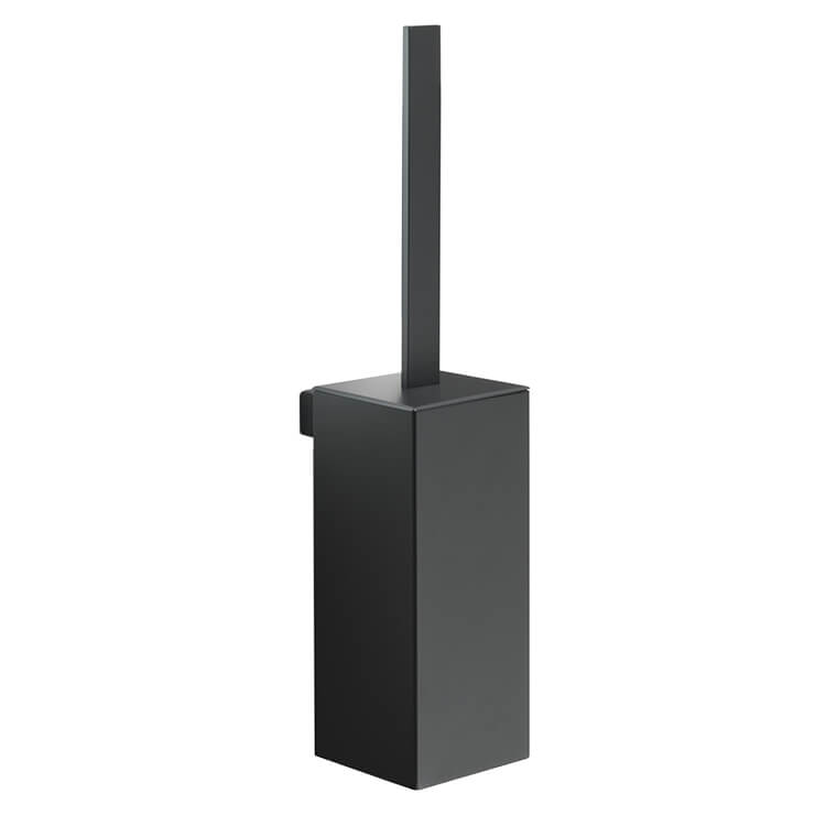 Gedy 5433-03-M4 Wall Mounted Square Matte Black Toilet Brush Holder