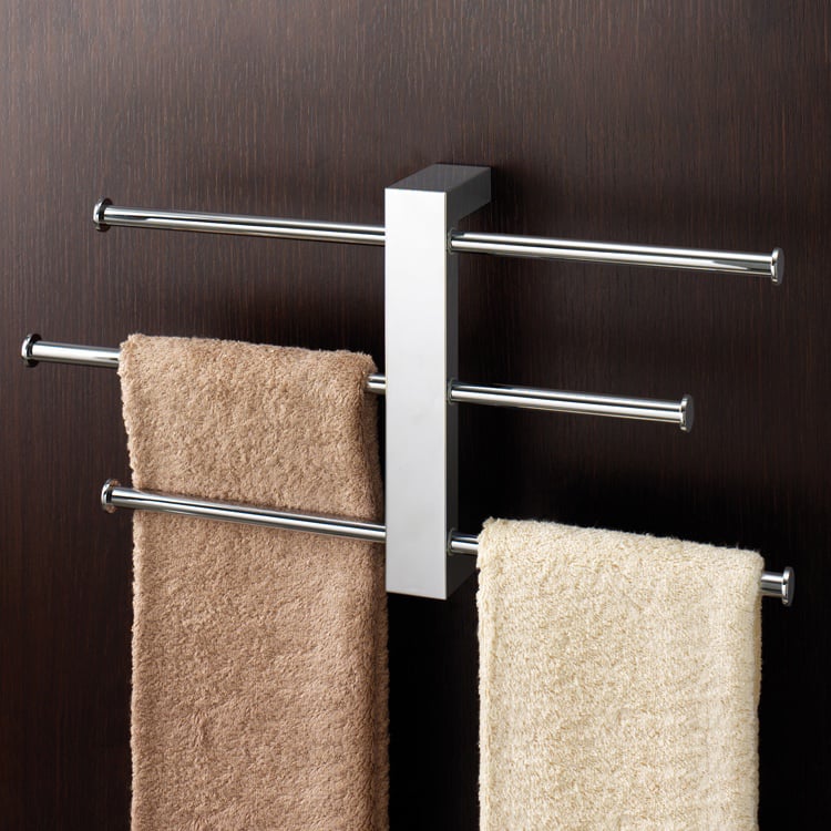 Polished Chrome Wall Mounted Towel Rack With 3 16 Inch Sliding Rails