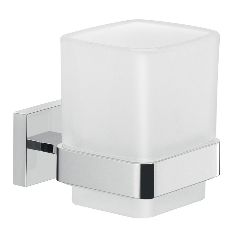 Gedy A010-13 Frosted Glass Wall Toothbrush Holder With Chrome Mounting