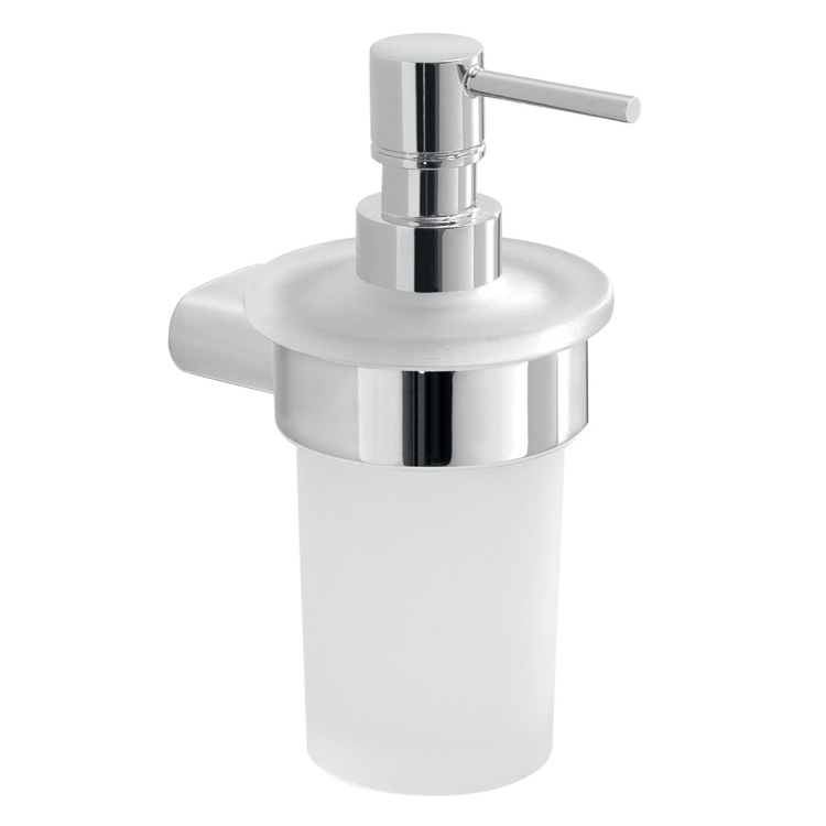 Gedy A181-13 Soap Dispenser, Frosted Glass With Chrome Mounting