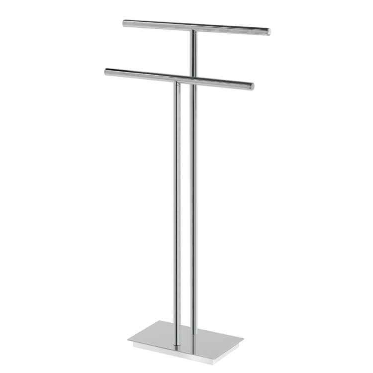 Towel Stand, Gedy D031-13, Floor Standing Chromed Brass and Steel Two Rail Towel Stand