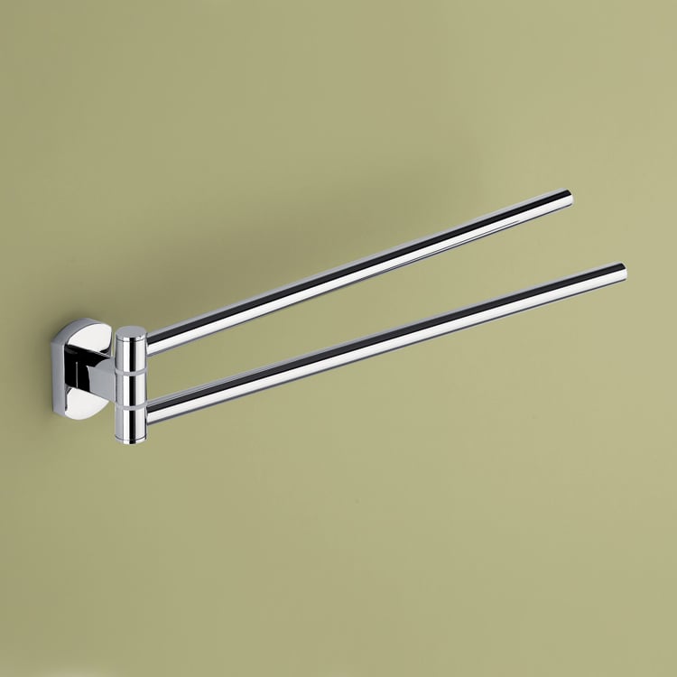 Double Swivel Towel Bar, 14 Inch, Polished Chrome