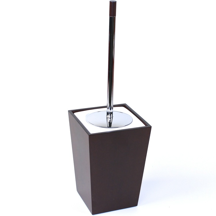 white wooden toilet brush holder