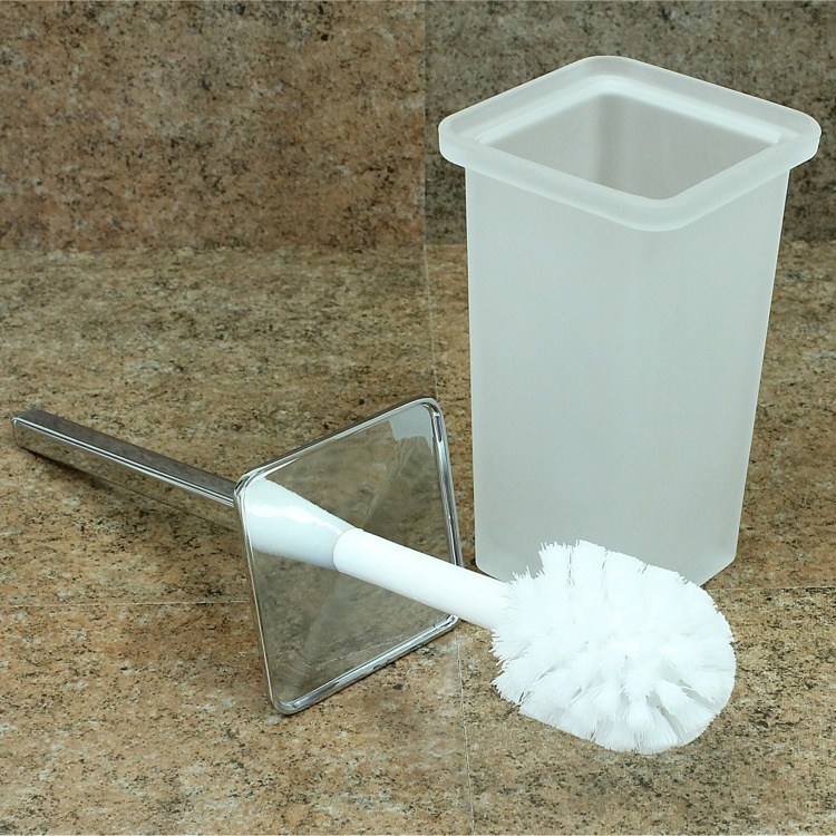 Details about   Orio polished chrome and glass wall toilet brush holder set. 