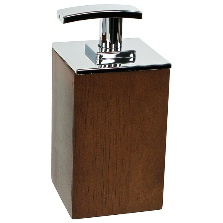 Brown Gedy Papiro Square Short Soap Dispenser in Wood 