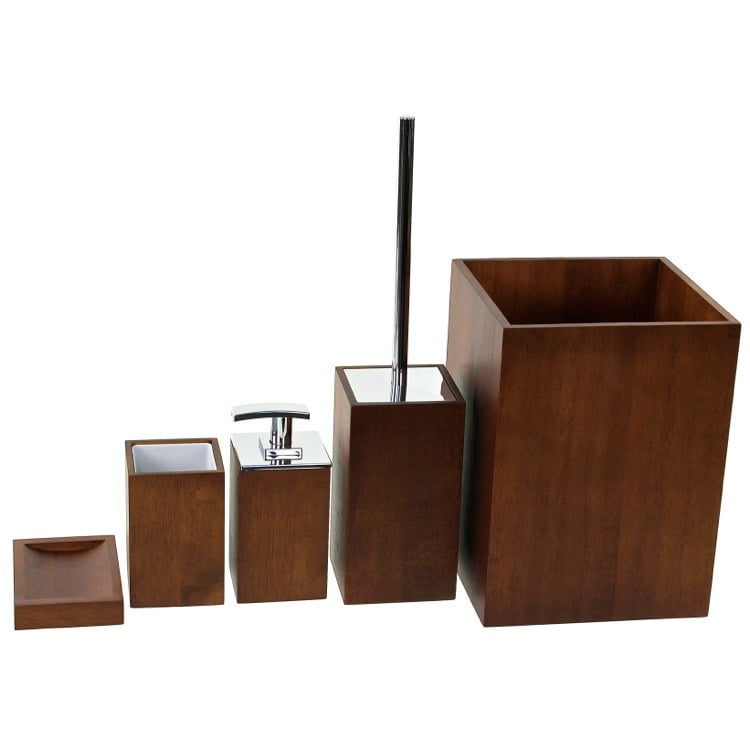 Gedy Pa900 31 By Nameek S Papiro Wooden 5 Piece Brown Bathroom Bathroom Accessory Set Gedy Pa900 31 Wooden 5 Piece Brown