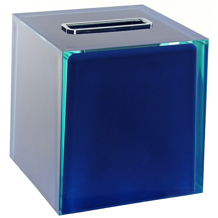 Tissue Box Cover Thermoplastic Resin Square Tissue Box Cover in Blue Finish Gedy RA02-05