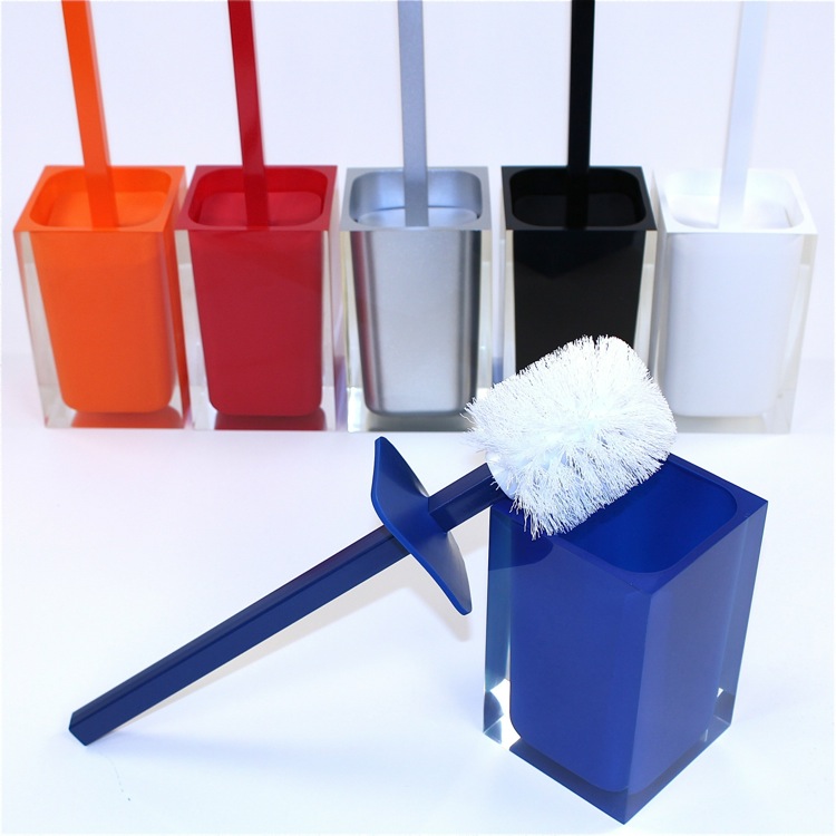 Contemporary Pleated Design Blue Toilet Brush Holder with Brush Ceramic NEW 