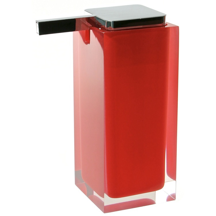red soap dispenser
